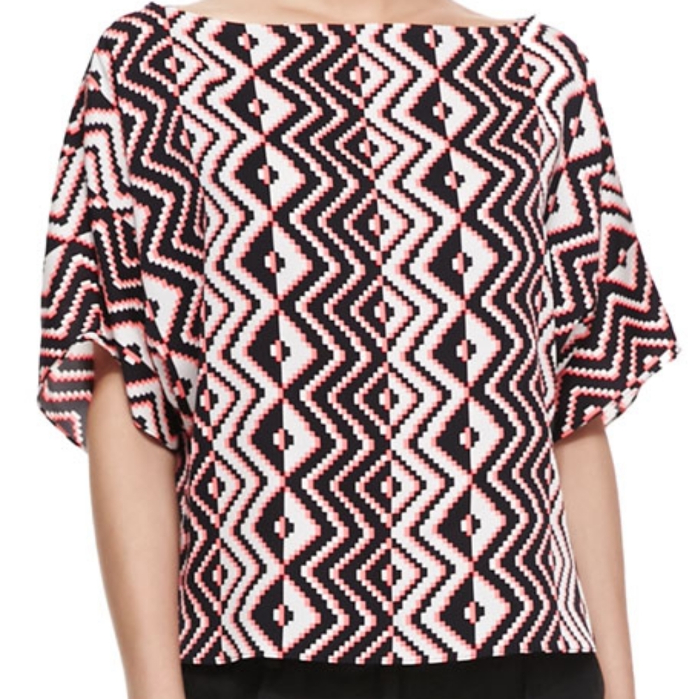 Milly Geometric Print Dolman Sleeve Top